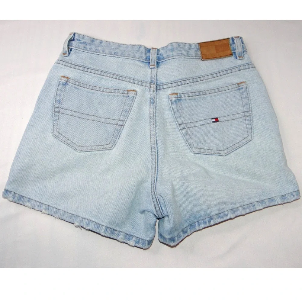 Vintage Y2K Tommy Hilfiger‎ Light Wash Denim High Waisted Shorts Womens Size 8
